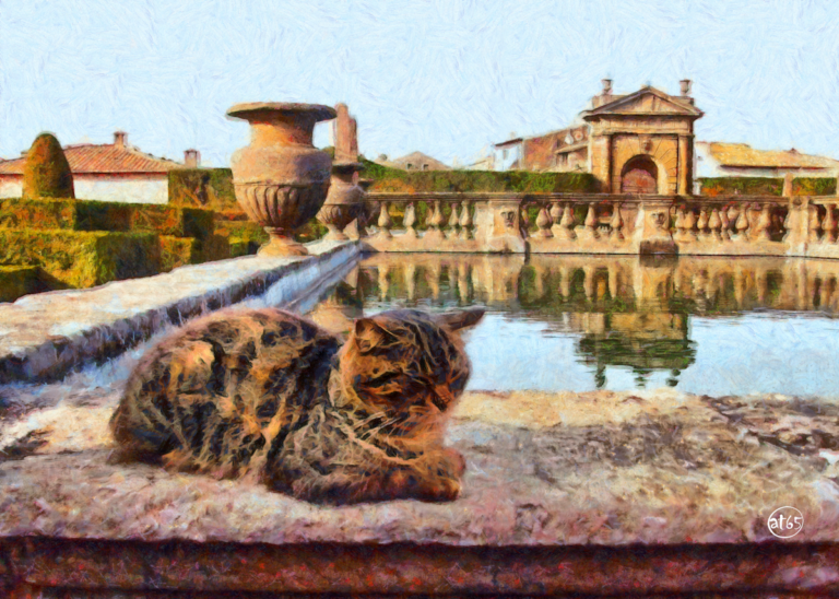 Villa Lante (Bagnaia, Viterbo) with a Cat