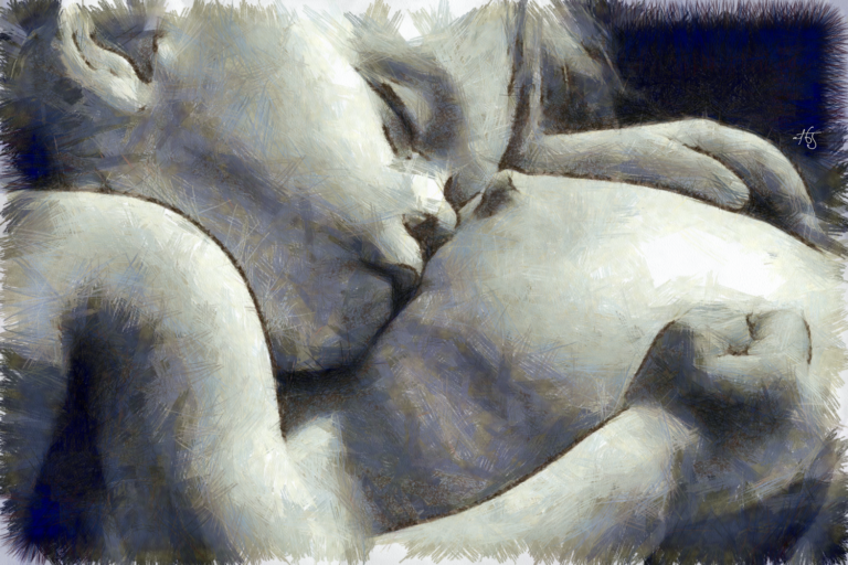 Baby sleeping on mom’s breast
